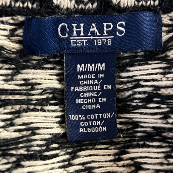 CHAPS houndstooth print jacket zipper 100 % COTTON Size M black and white - Picture 6 of 8